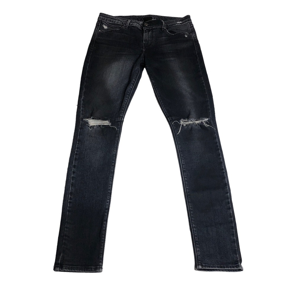 RTA Road To Awe Moto Jeans Womens 27 Black Distressed Skinny Stretch Grunge Alt
